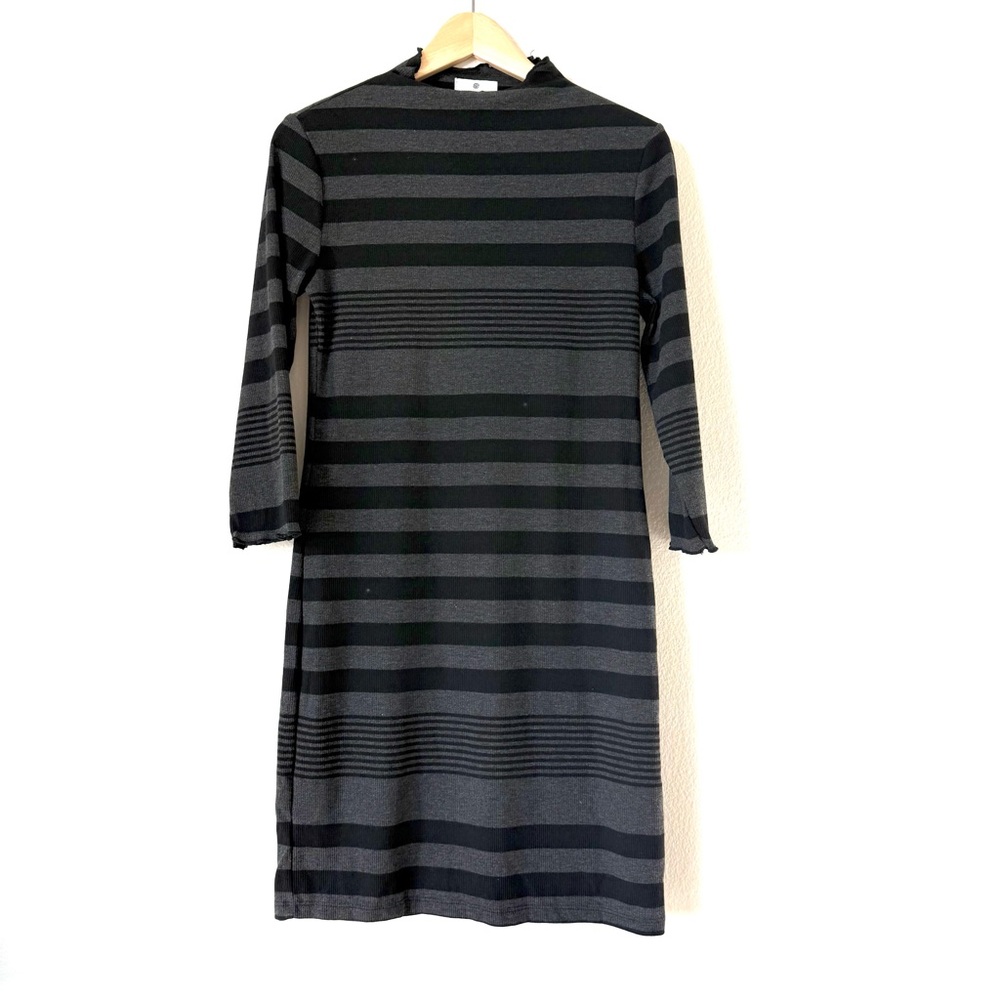 Socialite Nordstrom Black Gray Striped Mini Dress M - Picture 6 of 17